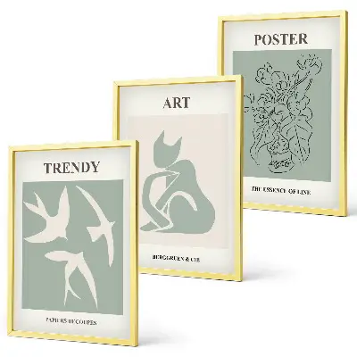 Set de 3 cuadros para salón con ilustraciones elegantes al estilo de Matisse