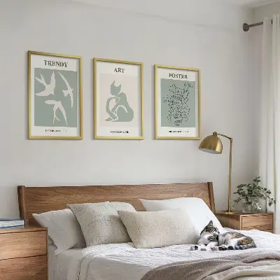 Set de 3 cuadros para salón con ilustraciones elegantes al estilo de Matisse