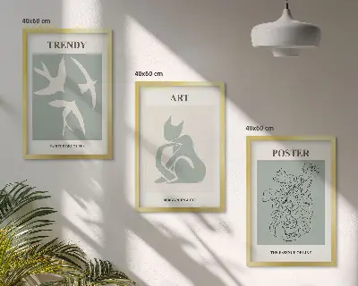 Set de 3 cuadros para salón con ilustraciones elegantes al estilo de Matisse