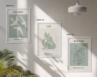 Set de 3 cuadros para salón con ilustraciones elegantes al estilo de Matisse