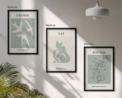 Set de 3 cuadros para salón con ilustraciones elegantes al estilo de Matisse