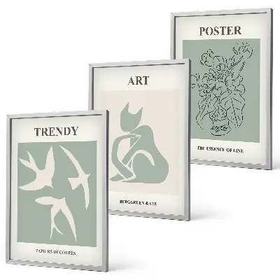 Set de 3 cuadros para salón con ilustraciones elegantes al estilo de Matisse