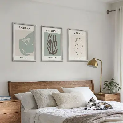 Juego de 3 cuadros pinturas abstractas elegantes de Matisse