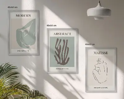Juego de 3 cuadros pinturas abstractas elegantes de Matisse