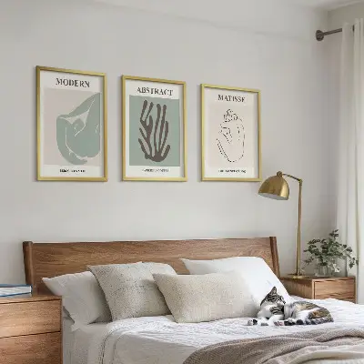Juego de 3 cuadros pinturas abstractas elegantes de Matisse
