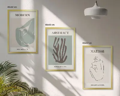 Juego de 3 cuadros pinturas abstractas elegantes de Matisse