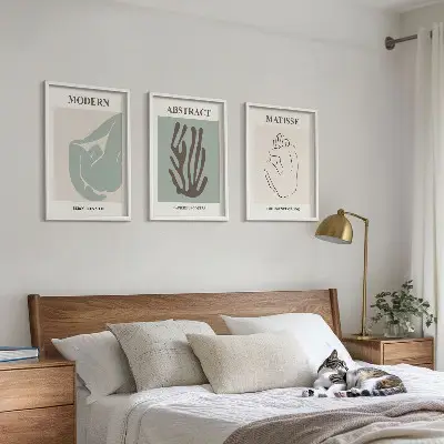 Juego de 3 cuadros pinturas abstractas elegantes de Matisse
