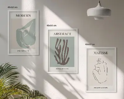 Juego de 3 cuadros pinturas abstractas elegantes de Matisse