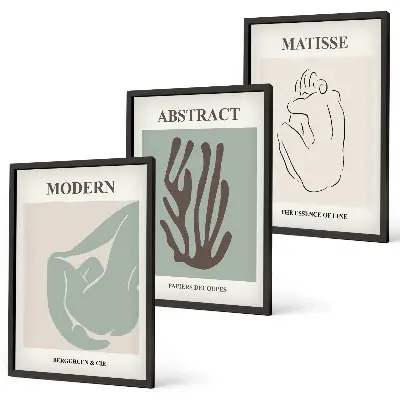 Juego de 3 cuadros pinturas abstractas elegantes de Matisse