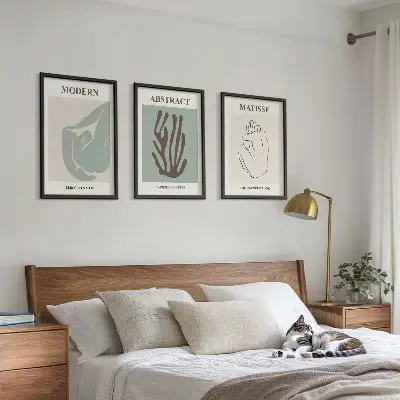 Juego de 3 cuadros pinturas abstractas elegantes de Matisse