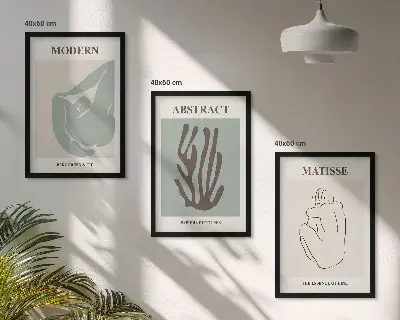 Juego de 3 cuadros pinturas abstractas elegantes de Matisse