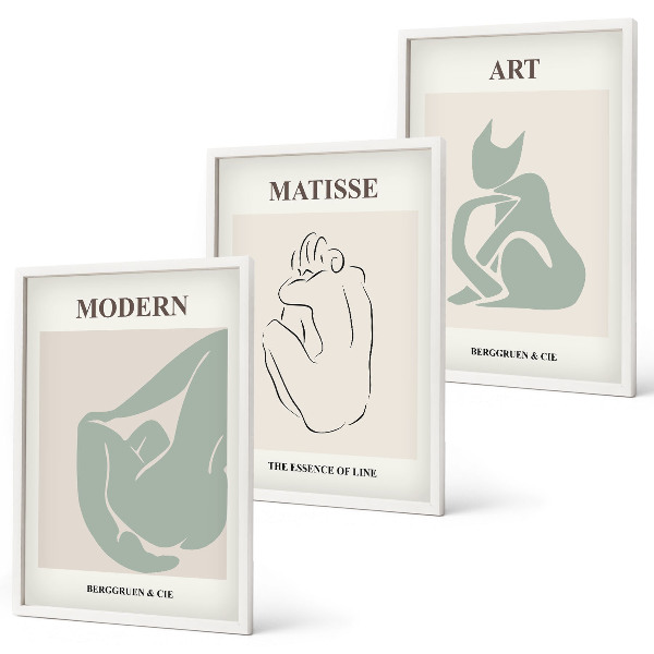 Set de 3 cuadros para salón Figuras abstractas en tonos pastel