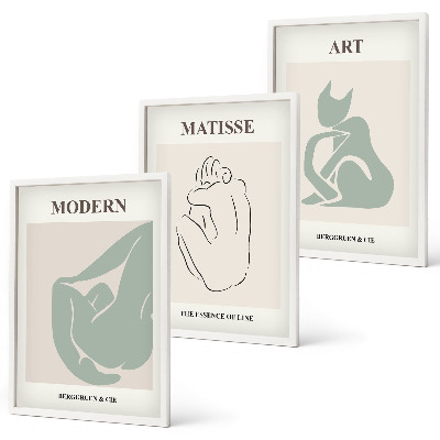 Set de 3 cuadros para salón Figuras abstractas en tonos pastel
