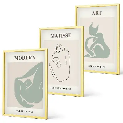 Set de 3 cuadros para salón con figuras abstractas en tonos pastel