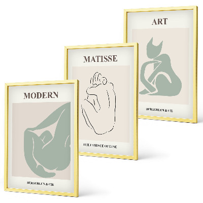 Set de 3 cuadros para salón Figuras abstractas en tonos pastel