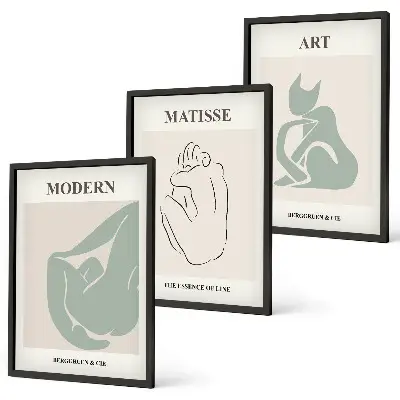 Set de 3 cuadros para salón con figuras abstractas en tonos pastel