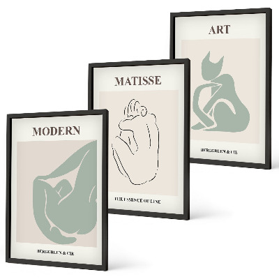 Set de 3 cuadros para salón Figuras abstractas en tonos pastel