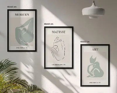 Set de 3 cuadros para salón con figuras abstractas en tonos pastel
