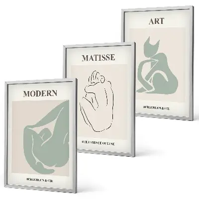 Set de 3 cuadros para salón con figuras abstractas en tonos pastel