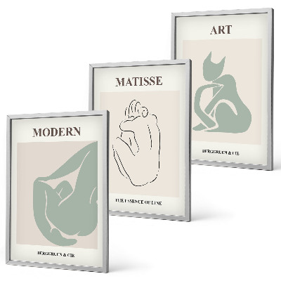 Set de 3 cuadros para salón Figuras abstractas en tonos pastel