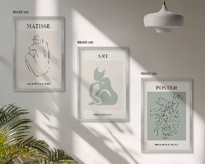 Set de 3 cuadros para salón Pósteres de Matisse en verde y beige