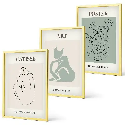 Set de 3 cuadros para salón pósteres de Matisse en tonos verde y beige