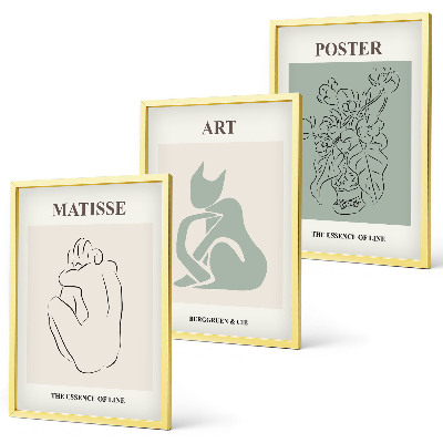 Set de 3 cuadros para salón Pósteres de Matisse en verde y beige