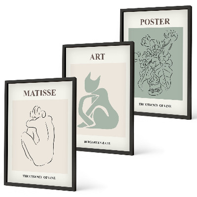 Set de 3 cuadros para salón Pósteres de Matisse en verde y beige