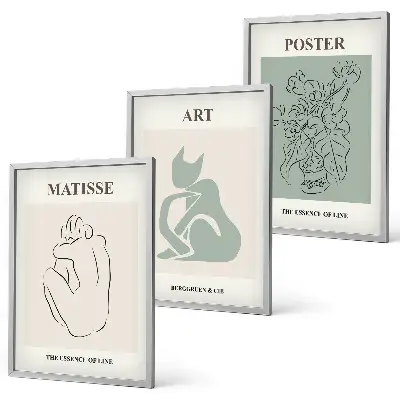 Set de 3 cuadros para salón pósteres de Matisse en tonos verde y beige