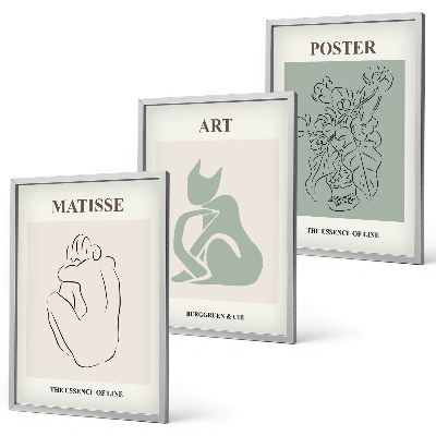 Set de 3 cuadros para salón Pósteres de Matisse en verde y beige