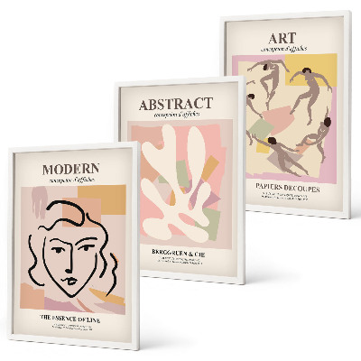 Juego de 3 cuadros Retratos elegantes en tonos pastel