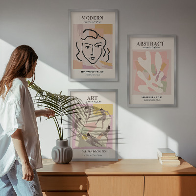 Juego de 3 cuadros Retratos elegantes en tonos pastel