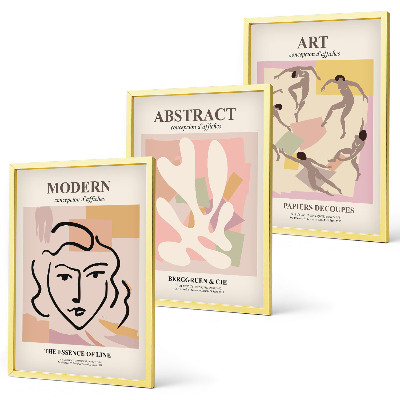 Juego de 3 cuadros Retratos elegantes en tonos pastel