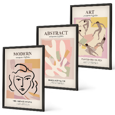 Juego de 3 cuadros Retratos elegantes en tonos pastel