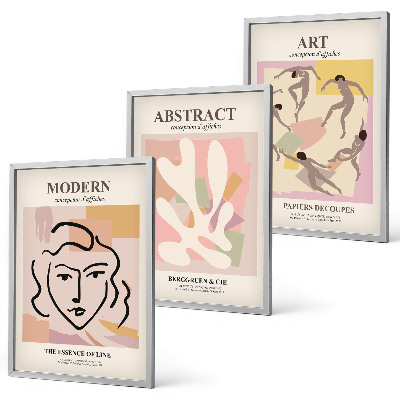 Juego de 3 cuadros Retratos elegantes en tonos pastel