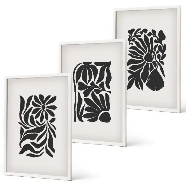 Set de 3 cuadros para salón con diseños de patrones abstractos de plantas