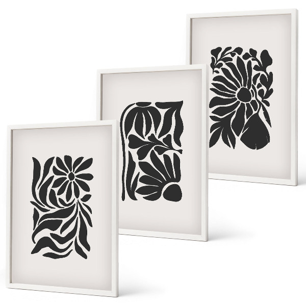 Set de 3 cuadros para salón Patrones abstractos de plantas