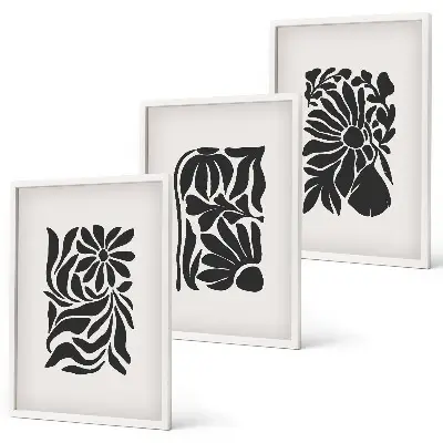 Set de 3 cuadros para salón con diseños de patrones abstractos de plantas
