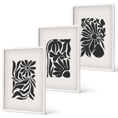 Set de 3 cuadros para salón Patrones abstractos de plantas