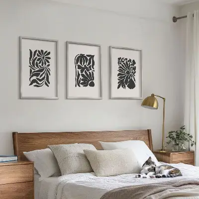 Set de 3 cuadros para salón con diseños de patrones abstractos de plantas