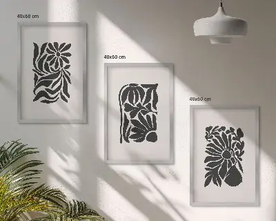 Set de 3 cuadros para salón con diseños de patrones abstractos de plantas