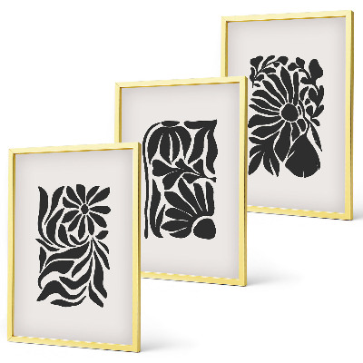 Set de 3 cuadros para salón Patrones abstractos de plantas