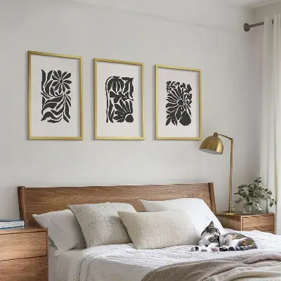 Set de 3 cuadros para salón con diseños de patrones abstractos de plantas