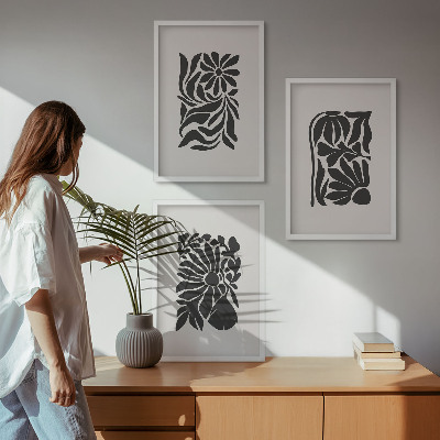 Set de 3 cuadros para salón Patrones abstractos de plantas