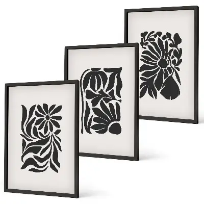 Set de 3 cuadros para salón con diseños de patrones abstractos de plantas