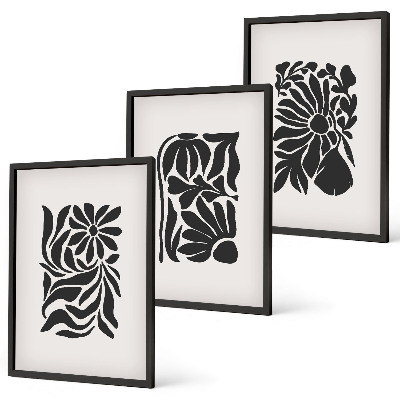 Set de 3 cuadros para salón Patrones abstractos de plantas