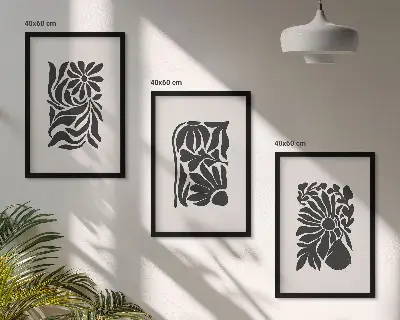 Set de 3 cuadros para salón con diseños de patrones abstractos de plantas
