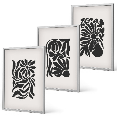 Set de 3 cuadros para salón Patrones abstractos de plantas
