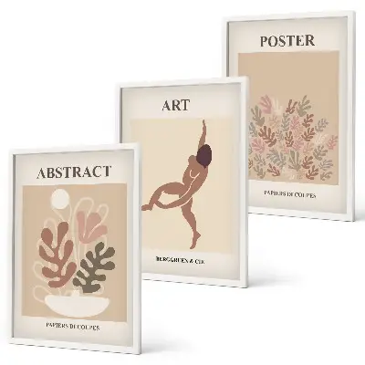 Set de 3 cuadros para salón diseño con las elegantes composiciones de Matisse