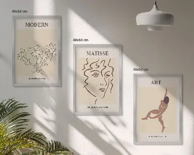 Juego de 3 cuadros con gráficos elegantes de personajes florales